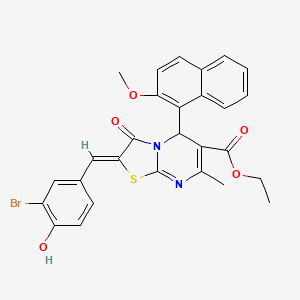 molecular formula C28H23BrN2O5S B3892479 ethyl (2Z)-2-[(3-bromo-4-hydroxyphenyl)methylidene]-5-(2-methoxynaphthalen-1-yl)-7-methyl-3-oxo-5H-[1,3]thiazolo[3,2-a]pyrimidine-6-carboxylate 