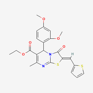 molecular formula C23H22N2O5S2 B3892494 ethyl (2Z)-5-(2,4-dimethoxyphenyl)-7-methyl-3-oxo-2-(thiophen-2-ylmethylidene)-5H-[1,3]thiazolo[3,2-a]pyrimidine-6-carboxylate 