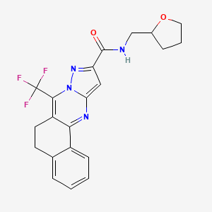 molecular formula C21H19F3N4O2 B3892498 N-(tetrahydro-2-furanylmethyl)-7-(trifluoromethyl)-5,6-dihydrobenzo[h]pyrazolo[5,1-b]quinazoline-10-carboxamide 