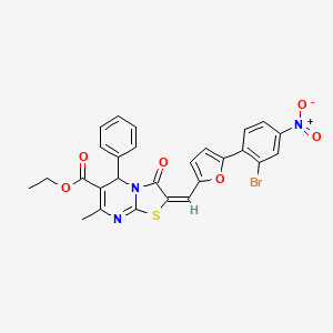 molecular formula C27H20BrN3O6S B3892506 ethyl 2-{[5-(2-bromo-4-nitrophenyl)-2-furyl]methylene}-7-methyl-3-oxo-5-phenyl-2,3-dihydro-5H-[1,3]thiazolo[3,2-a]pyrimidine-6-carboxylate 