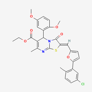 molecular formula C30H27ClN2O6S B3892512 Ethyl (2Z)-2-{[5-(5-chloro-2-methylphenyl)furan-2-YL]methylidene}-5-(2,5-dimethoxyphenyl)-7-methyl-3-oxo-2H,3H,5H-[1,3]thiazolo[3,2-A]pyrimidine-6-carboxylate 