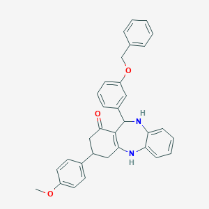 molecular formula C33H30N2O3 B389252 6-(3-Benzyloxyphenyl)-9-(4-methoxyphenyl)-5,6,8,9,10,11-hexahydrobenzo[b][1,4]benzodiazepin-7-one 