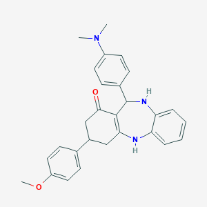 molecular formula C28H29N3O2 B389255 6-(4-Dimethylaminophenyl)-9-(4-methoxyphenyl)-5,6,8,9,10,11-hexahydrobenzo[b][1,4]benzodiazepin-7-one 