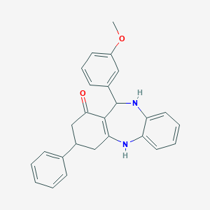 molecular formula C26H24N2O2 B389256 6-(3-Methoxyphenyl)-9-phenyl-5,6,8,9,10,11-hexahydrobenzo[b][1,4]benzodiazepin-7-one 