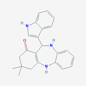molecular formula C23H23N3O B389257 11-(1H-indol-3-yl)-3,3-dimethyl-2,3,4,5,10,11-hexahydro-1H-dibenzo[b,e][1,4]diazepin-1-one CAS No. 296246-64-5