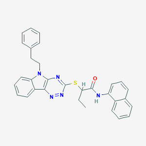 molecular formula C31H27N5OS B389259 N-(naphthalen-1-yl)-2-{[5-(2-phenylethyl)-5H-[1,2,4]triazino[5,6-b]indol-3-yl]sulfanyl}butanamide 