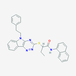 molecular formula C31H27N5OS B389259 N~1~-(1-naphthyl)-2-[(5-phenethyl-5H-[1,2,4]triazino[5,6-b]indol-3-yl)sulfanyl]butanamide 