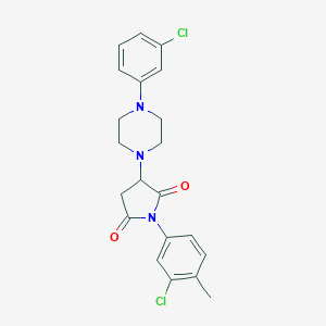 molecular formula C21H21Cl2N3O2 B389263 1-(3-Chloro-4-methylphenyl)-3-[4-(3-chlorophenyl)-1-piperazinyl]-2,5-pyrrolidinedione CAS No. 330865-16-2