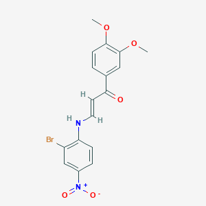 molecular formula C17H15BrN2O5 B3892795 (E)-3-(2-bromo-4-nitroanilino)-1-(3,4-dimethoxyphenyl)prop-2-en-1-one 