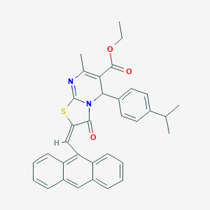 molecular formula C34H30N2O3S B389282 ethyl 2-(9-anthrylmethylene)-5-(4-isopropylphenyl)-7-methyl-3-oxo-2,3-dihydro-5H-[1,3]thiazolo[3,2-a]pyrimidine-6-carboxylate 