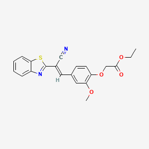 molecular formula C21H18N2O4S B3892833 ETHYL 2-{4-[(1E)-2-(1,3-BENZOTHIAZOL-2-YL)-2-CYANOETH-1-EN-1-YL]-2-METHOXYPHENOXY}ACETATE 