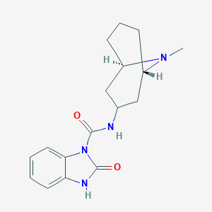 molecular formula C17H22N4O2 B038929 2,3-Dihydro-N-[(1beta,5beta)-9-methyl-9-azabicyclo[3.3.1]nonan-3beta-yl]-2-oxo-1H-benzimidazole-1-carboxamide CAS No. 123258-83-3