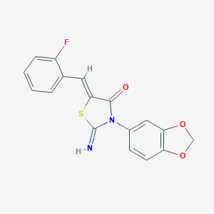 molecular formula C17H11FN2O3S B389292 3-(1,3-Benzodioxol-5-yl)-5-(2-fluorobenzylidene)-2-imino-1,3-thiazolidin-4-one 