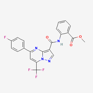 molecular formula C22H14F4N4O3 B3892926 methyl 2-({[5-(4-fluorophenyl)-7-(trifluoromethyl)pyrazolo[1,5-a]pyrimidin-3-yl]carbonyl}amino)benzoate 