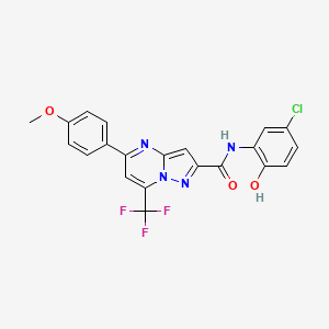 molecular formula C21H14ClF3N4O3 B3893095 N-(5-chloro-2-hydroxyphenyl)-5-(4-methoxyphenyl)-7-(trifluoromethyl)pyrazolo[1,5-a]pyrimidine-2-carboxamide 