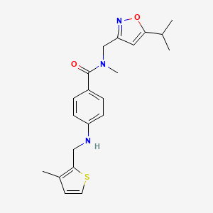 molecular formula C21H25N3O2S B3893115 N-[(5-isopropylisoxazol-3-yl)methyl]-N-methyl-4-{[(3-methyl-2-thienyl)methyl]amino}benzamide 