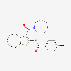 molecular formula C24H30N2O2S B3893193 N-[3-(AZEPANE-1-CARBONYL)-4H,5H,6H,7H,8H-CYCLOHEPTA[B]THIOPHEN-2-YL]-4-METHYLBENZAMIDE 