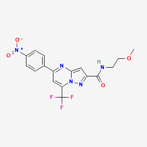 molecular formula C17H14F3N5O4 B3893264 N-(2-methoxyethyl)-5-(4-nitrophenyl)-7-(trifluoromethyl)pyrazolo[1,5-a]pyrimidine-2-carboxamide 