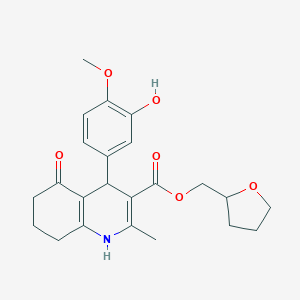 molecular formula C23H27NO6 B389335 Tetrahydro-2-furanylmethyl 4-(3-hydroxy-4-methoxyphenyl)-2-methyl-5-oxo-1,4,5,6,7,8-hexahydro-3-quinolinecarboxylate 