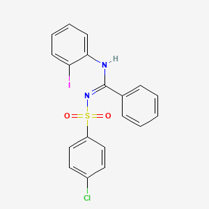 molecular formula C19H14ClIN2O2S B3893652 N'-(4-chlorophenyl)sulfonyl-N-(2-iodophenyl)benzenecarboximidamide 