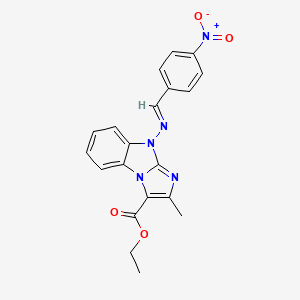 molecular formula C20H17N5O4 B3893678 ethyl 2-methyl-9-[(4-nitrobenzylidene)amino]-9H-imidazo[1,2-a]benzimidazole-3-carboxylate 