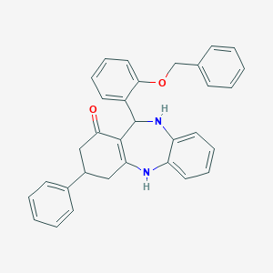 molecular formula C32H28N2O2 B389368 11-[2-(benzyloxy)phenyl]-3-phenyl-2,3,4,5,10,11-hexahydro-1H-dibenzo[b,e][1,4]diazepin-1-one 