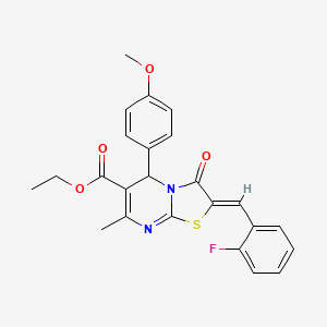 molecular formula C24H21FN2O4S B3893708 ethyl 2-(2-fluorobenzylidene)-5-(4-methoxyphenyl)-7-methyl-3-oxo-2,3-dihydro-5H-[1,3]thiazolo[3,2-a]pyrimidine-6-carboxylate 