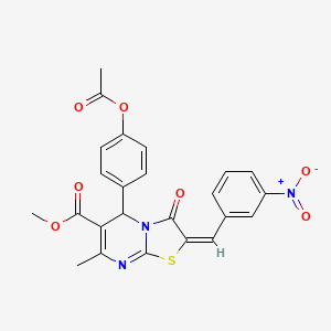 molecular formula C24H19N3O7S B3893709 methyl (2E)-5-[4-(acetyloxy)phenyl]-7-methyl-2-(3-nitrobenzylidene)-3-oxo-2,3-dihydro-5H-[1,3]thiazolo[3,2-a]pyrimidine-6-carboxylate 