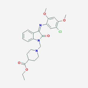 molecular formula C25H28ClN3O5 B389373 ETHYL 1-{[(3Z)-3-[(5-CHLORO-2,4-DIMETHOXYPHENYL)IMINO]-2-OXO-2,3-DIHYDRO-1H-INDOL-1-YL]METHYL}PIPERIDINE-4-CARBOXYLATE 