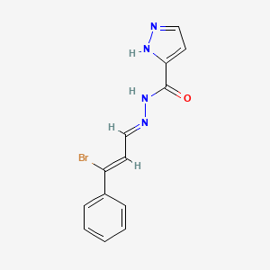 molecular formula C13H11BrN4O B3893802 N'-(3-bromo-3-phenyl-2-propen-1-ylidene)-1H-pyrazole-3-carbohydrazide 