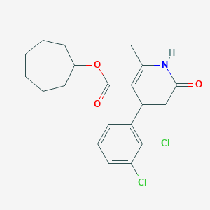 molecular formula C20H23Cl2NO3 B389389 cycloheptyl 4-(2,3-dichlorophenyl)-2-methyl-6-oxo-1,4,5,6-tetrahydropyridine-3-carboxylate 