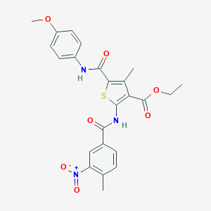 molecular formula C24H23N3O7S B389404 ETHYL 5-[(4-METHOXYPHENYL)CARBAMOYL]-4-METHYL-2-(4-METHYL-3-NITROBENZAMIDO)THIOPHENE-3-CARBOXYLATE 