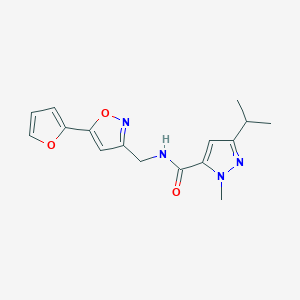 molecular formula C16H18N4O3 B3894134 N-{[5-(2-furyl)isoxazol-3-yl]methyl}-3-isopropyl-1-methyl-1H-pyrazole-5-carboxamide 