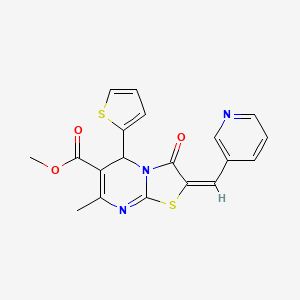 molecular formula C19H15N3O3S2 B3894173 methyl (2E)-7-methyl-3-oxo-2-(pyridin-3-ylmethylidene)-5-thiophen-2-yl-5H-[1,3]thiazolo[3,2-a]pyrimidine-6-carboxylate 