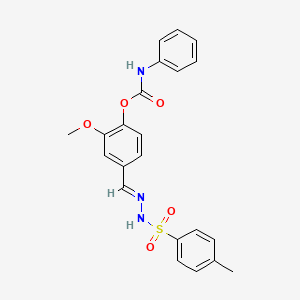 molecular formula C22H21N3O5S B3894187 2-methoxy-4-{2-[(4-methylphenyl)sulfonyl]carbonohydrazonoyl}phenyl phenylcarbamate 
