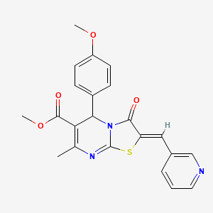 molecular formula C22H19N3O4S B3894228 methyl (2Z)-5-(4-methoxyphenyl)-7-methyl-3-oxo-2-(pyridin-3-ylmethylidene)-2,3-dihydro-5H-[1,3]thiazolo[3,2-a]pyrimidine-6-carboxylate 