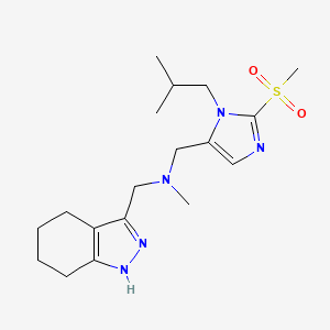 molecular formula C18H29N5O2S B3894233 N-methyl-1-[3-(2-methylpropyl)-2-methylsulfonylimidazol-4-yl]-N-(4,5,6,7-tetrahydro-1H-indazol-3-ylmethyl)methanamine 