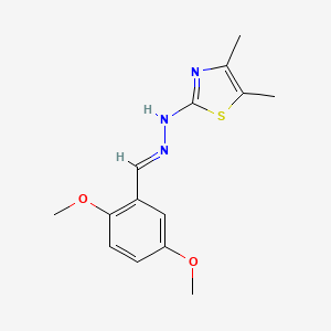 molecular formula C14H17N3O2S B3894271 2-[(2E)-2-[(2,5-DIMETHOXYPHENYL)METHYLIDENE]HYDRAZIN-1-YL]-4,5-DIMETHYL-1,3-THIAZOLE 