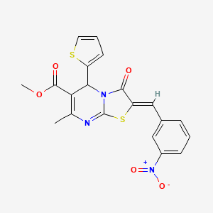 molecular formula C20H15N3O5S2 B3894311 methyl 7-methyl-2-(3-nitrobenzylidene)-3-oxo-5-(2-thienyl)-2,3-dihydro-5H-[1,3]thiazolo[3,2-a]pyrimidine-6-carboxylate 