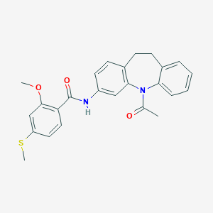 molecular formula C25H24N2O3S B389437 N-(5-acetyl-10,11-dihydro-5H-dibenzo[b,f]azepin-3-yl)-2-methoxy-4-(methylsulfanyl)benzamide 