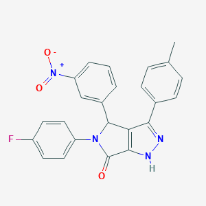 molecular formula C24H17FN4O3 B389442 5-(4-FLUOROPHENYL)-3-(4-METHYLPHENYL)-4-(3-NITROPHENYL)-1H,4H,5H,6H-PYRROLO[3,4-C]PYRAZOL-6-ONE CAS No. 5970-98-9