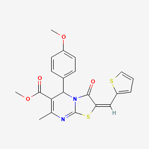 molecular formula C21H18N2O4S2 B3894493 methyl 5-(4-methoxyphenyl)-7-methyl-3-oxo-2-(2-thienylmethylene)-2,3-dihydro-5H-[1,3]thiazolo[3,2-a]pyrimidine-6-carboxylate 