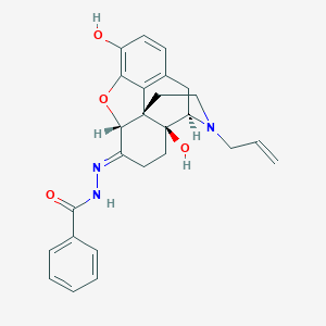 molecular formula C26H27N3O4 B038945 Benzoic acid, 2-[(5|A)-4,5-epoxy-3,14-dihydroxy-17-(2-propenyl)morphinan-6-ylidene]hydrazide CAS No. 119630-94-3