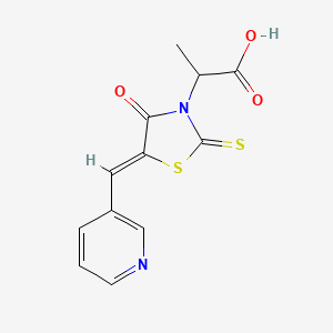 molecular formula C12H10N2O3S2 B3894616 2-[4-oxo-5-(3-pyridinylmethylene)-2-thioxo-1,3-thiazolidin-3-yl]propanoic acid CAS No. 5860-92-4