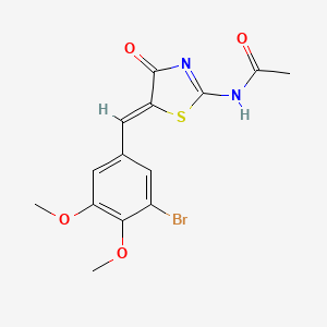 molecular formula C14H13BrN2O4S B3894643 N-[(5Z)-5-[(3-bromo-4,5-dimethoxyphenyl)methylidene]-4-oxo-1,3-thiazol-2-yl]acetamide 