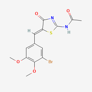 N-[5-(3-bromo-4,5-dimethoxybenzylidene)-4-oxo-1,3-thiazolidin-2-ylidene]acetamide