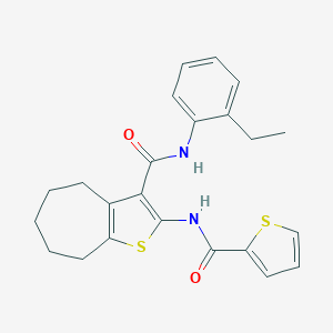 molecular formula C23H24N2O2S2 B389467 N-{3-[(2-ETHYLPHENYL)CARBAMOYL]-4H,5H,6H,7H,8H-CYCLOHEPTA[B]THIOPHEN-2-YL}THIOPHENE-2-CARBOXAMIDE 