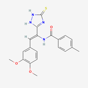 molecular formula C20H20N4O3S B3894728 N-[(Z)-2-(3,4-dimethoxyphenyl)-1-(5-sulfanylidene-1,2-dihydro-1,2,4-triazol-3-yl)ethenyl]-4-methylbenzamide 