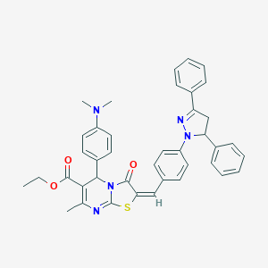 molecular formula C40H37N5O3S B389474 ethyl (2E)-5-[4-(dimethylamino)phenyl]-2-[4-(3,5-diphenyl-4,5-dihydro-1H-pyrazol-1-yl)benzylidene]-7-methyl-3-oxo-2,3-dihydro-5H-[1,3]thiazolo[3,2-a]pyrimidine-6-carboxylate 
