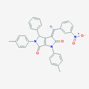 molecular formula C33H25N3O4 B389476 (3Z)-1,5-BIS(4-METHYLPHENYL)-3-[(3-NITROPHENYL)METHYLIDENE]-4-PHENYL-1H,2H,3H,4H,5H,6H-PYRROLO[2,3-C]PYRROLE-2,6-DIONE 
